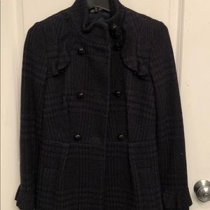 DVF Black/blue tweed size 0 long coat